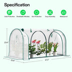 VIVOSUN Portable Mini Greenhouse 47x23x23-Inch Tunnels, PE Cover with Roll-up Zipper Door, for Indoor Outdoor or Garden Plant Growing, White