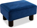 LUE BONA Small Foot Stool, Velvet Fabric Footrest Ottoman Stool with Non-Skid Plastic Legs, Rectangle Footstool Step for Couch, Desk, Office, Living Room, Navy