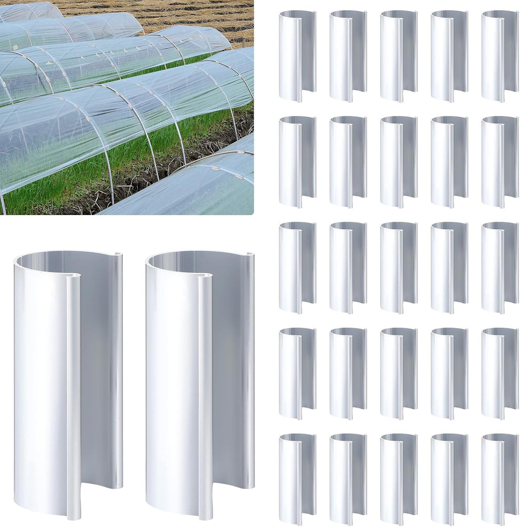 25 Pcs Aluminum Greenhouse Clamps, 1.25 x 3 Inch, Row Covers, Dog Beds, Quilting Frames Shelters, Shades, Netting (Fit 1 Inch PVC Pipe Tube Clip)