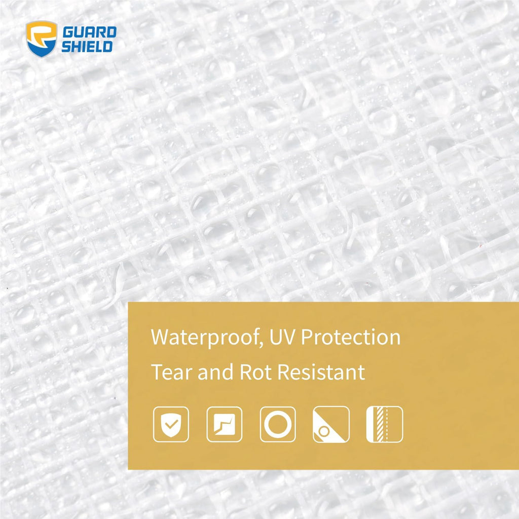 GUARD SHIELD Clear White Tarp Heavy Duty 10x10 Feet Waterproof for Greenhouse Outdoor Garden Poly Cover UV Resistant 3x3 Weave 10mil