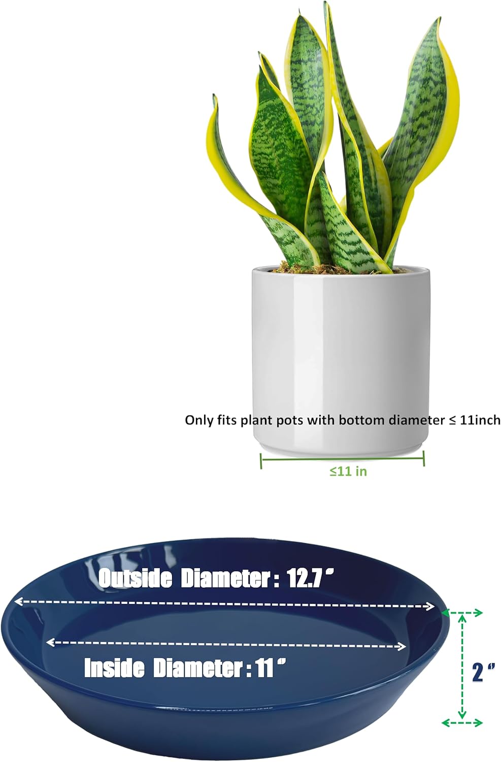 Plant Saucers 12 Inch (12.7 Inch) Plant Trays, Durable Round Glazed Ceramic Flower Plant Water Drip Tray for Pots Planter