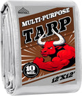 Tarp 12x12 ft Heavy Duty 10mil Silver/Brown 100% Waterproof High Durability Multipurpose Outdoor Tarpaulin,Uv Resistant,for Courtyards,Camping, Canopy, Trailer, Boats, Camping, Etc -by MVPNET