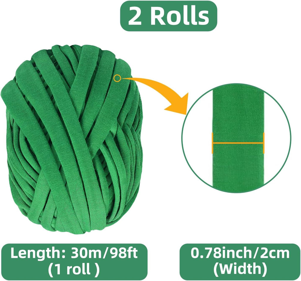 2 Packs Garden Twine, 196Ft Soft Garden String Green, Stretchy Plant Ties for Supporting and Tying Climbing Plants, Outdoor Plants, Tomatoes, Fruit Trees, Gardeners(98 Feet/Roll)