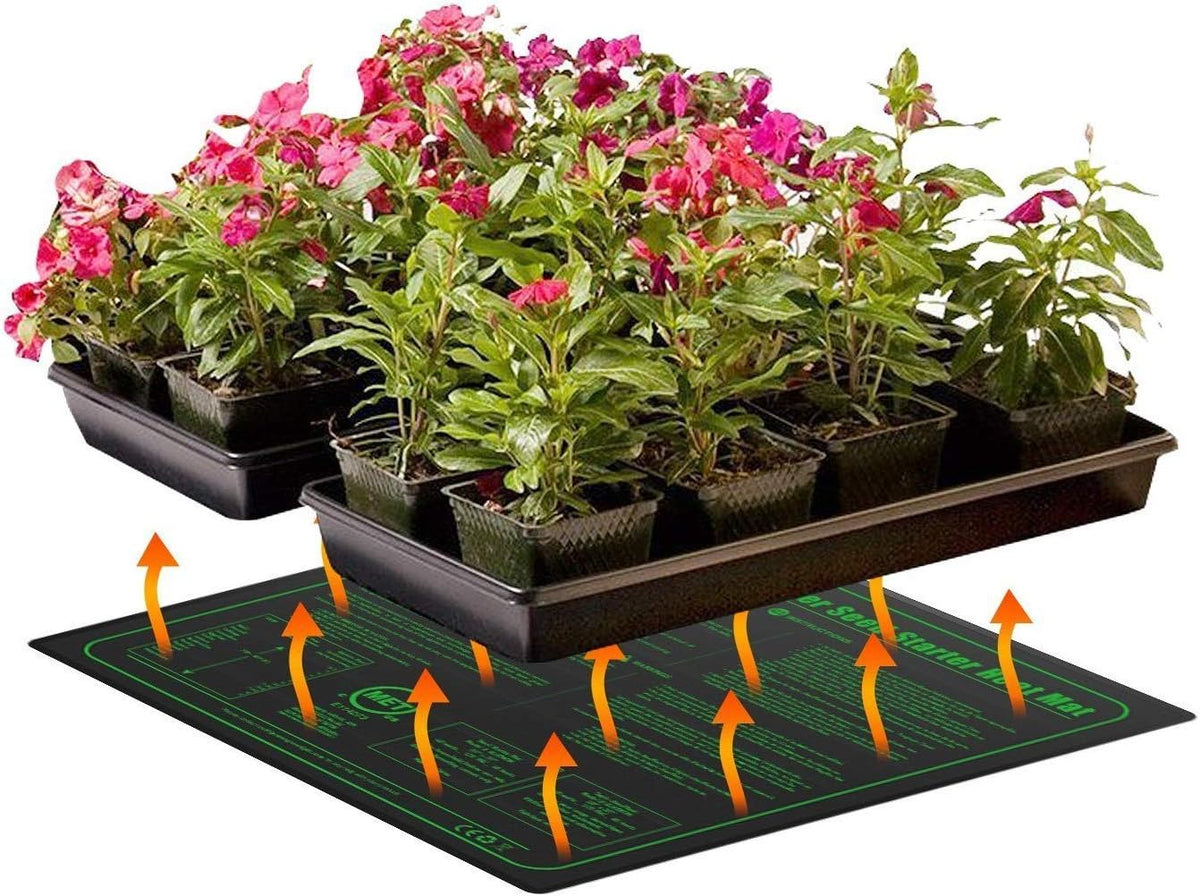 iPower GLHTMTM-A 20" x 20" Waterproof Durable Seedling Heat Mat Warm Hydroponic Plant for Indoor Gardening Germination Starting, black