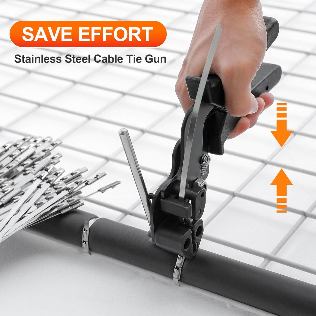 Metal Zip Ties (200PCS 11.8 Inch), 304 Stainless Steel, 300 LBS Heavy Duty Double Headed Self-locking Multi-Purpose Cable Ties for Exhaust Wrap, Chain Link Fence Parts, Machinery, Cables, Farms, Roofs