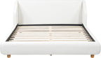 Christopher Knight Home Astry Boucle Upholstered Queen Size Bed Frame with Wingback Headboard, Modern Queen Bed Frame and Headboard, Wooden Slats Support, Easy Assembly, No Box Spring Needed, White