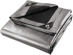Yescom 18x24ft Heavy Duty Reinforced Poly Tarp Waterproof Tarpaulin 10-mil Ground Sheet Camping Tent Cover with Eyelets Reversible Silver Black Tarps