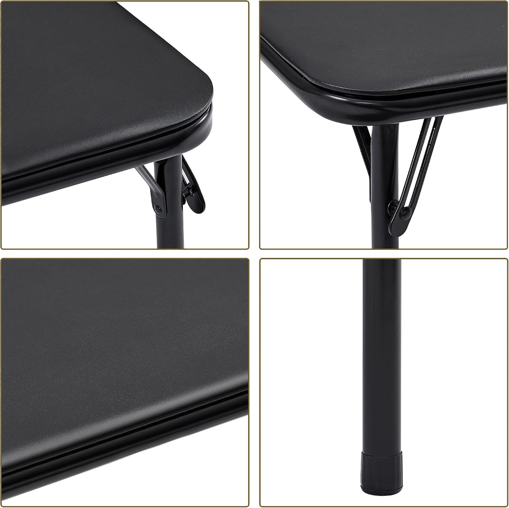 VECELO Folding Card Table and Chair Set of 5 Portable with Padded Tabletop, No Assembly Required, Black