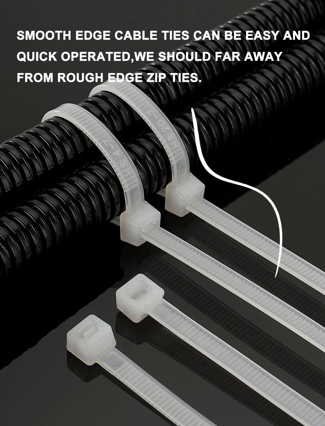 HS Extra Long Heavy Duty Zip Tie Straps (50 Pack) Thick 0.35 Inch Plastic Duct Zip Ties Heavy Duty 200 Pounds Clear,White Large Zip Ties 36 Inch for HVAC,Travel,Packaging,Vessel