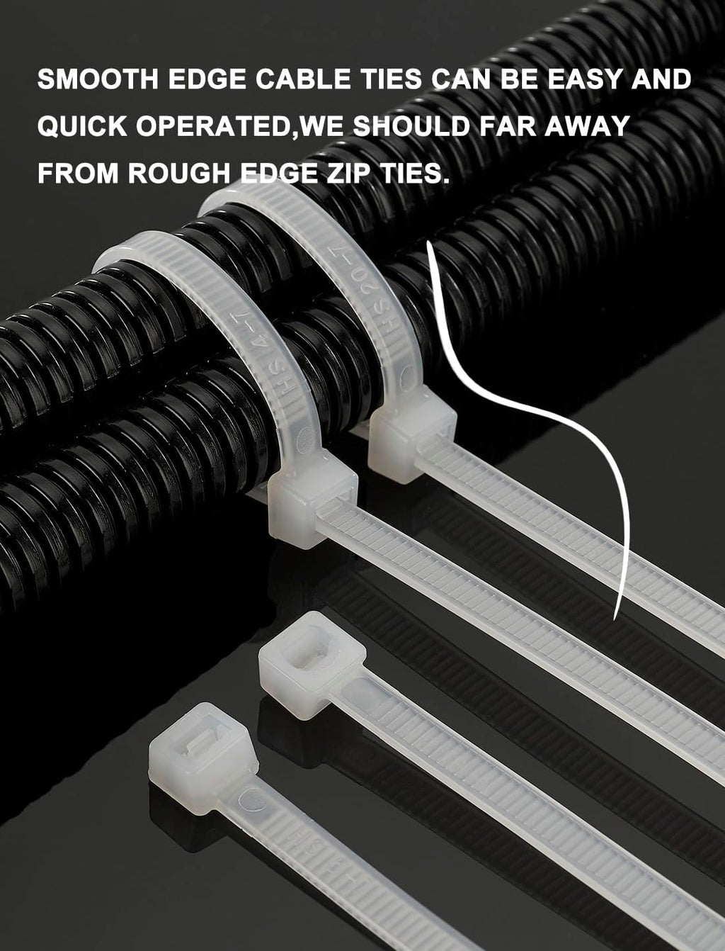 HS Extra Long Heavy Duty Zip Tie Straps (50 Pack) Thick 0.35 Inch Plastic Duct Zip Ties Heavy Duty 200 Pounds,Black Large Zip Ties 36 Inch for HVAC,Travel,Packaging,Vessel