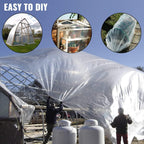 VEVOR Greenhouse Plastic Sheeting 24 x 50 ft, 6 Mil Thickness UV Resistant Clear Polyethylene Film, Hoop Green House Cover for Farms, Agriculture, Garden