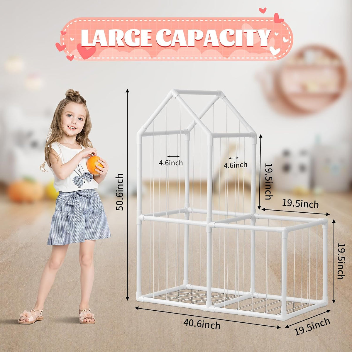 ROMAGIO Stuffed Animal Storage Zoo, Large PVC Plush Toy Organizer | Extra-large 2-tier space-saving design with durable kid-safe PVC frame. Easy assembly for playroom, nursery, and kids' room
