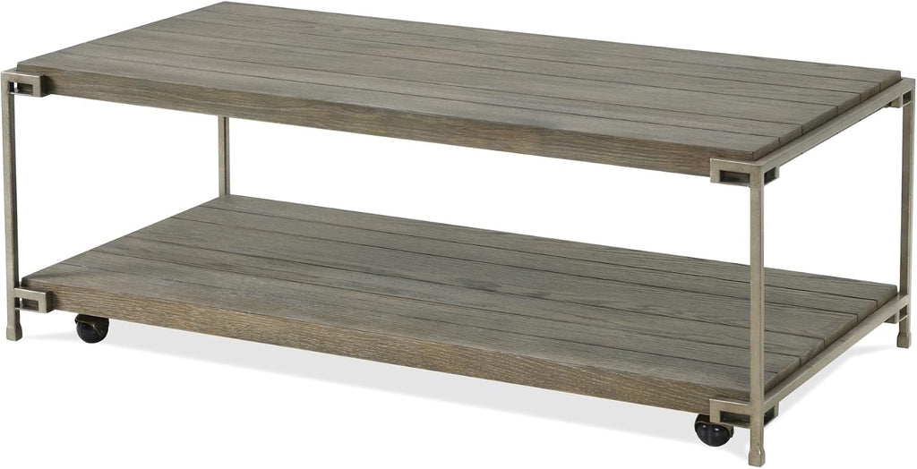 3-Piece Metal Frame Wood Coffee Table Set with Chairside Tables | Aged graphite finish with metal and wood construction