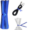 Blue Metallic Twist Ties for Bags 4 Inch. 100000 Pack of Aluminum Foil Christmas Twist Ties for Treat Bags. Reusable Bread Ties. Flexible Metallic Twist Tie. Twisty Ties for Bags, Cake Pops