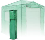 EAGLE PEAK Replacement Cover for 8x6 Portable Pop up Greenhouse, Dual Roll-up Zipper PE Door & Upgraded Screen Mesh Door and 2 Roll-Up Side Windows (Frame Not Included), Green