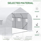 Outsunny 11.5' x 10' x 6.5' Walk-in Greenhouse, Tunnel Green House with Zippered Mesh Door and 6 Mesh Windows, Gardening Plant Hot House with Galvanized Steel Frame, White