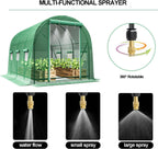 Greenhouse with Watering System, 10x10x7 Outdoor Greenhouses with 6 Mesh Windows and 1 Door, Easy Water and Irrigate Plants Green House (Green, 10x10x7 ft w/ Irrigation System)