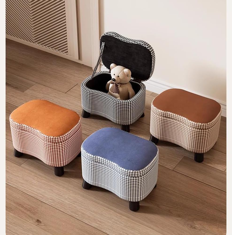 Storage Ottoman with Removable Cover,Soft Foot Rest Stool Upholstered Padded Seat with Large Storage Space,Shoes Changing Stool for Living Room Entryway (Beige)