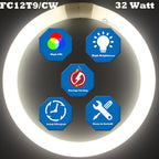 FC16T9/CW 40W & FC12T9/CW 32W Cool White Set, 16 inch T9 40 Watts & 12 inch 32 Watts Round Fluorescent Light Bulb, Circular Bulb Kitchen and Bath, 841 4100K, G10q 4 pin Prong