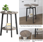 sthmec Side Table Set of 2, Small Round End Table with Storage Shelf for Small Space, 2-Tier Bedside Table Sofa Couch Table, Nighstands Set of 2 Accent Table for Living Room, Bedroom, Grey