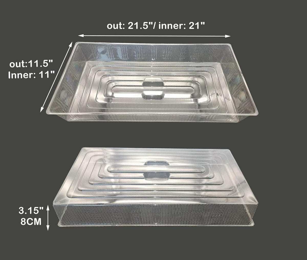 10 Pcs Humidity Dome, Plastic Clear Seed Starter Dome 1020 Tray Covers Humidifying and Insulating for Greenhouse Germination and Garden Growing (21.5"×11.5", 3.15" Height, 10-Pack)
