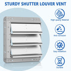 14 Inch Galvanized Shutter Exhaust Louver Vent, Automatic Gravity Shutter Louver Vent for Home Attics, Workshops, Barn, Greenhouse (Motor&Blades are not Included)
