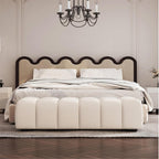 Modern Fabric Bed end Bench Long Bedroom Dressing Room Wooden Shoe Changing Entryway(Small)