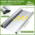 4 x 200 Ft Highly Reflective Film Roll Heavy Duty Horticulture Film Roll for Outdoor Indoor Plant Grow Tent Warm House Greenhouse Room, 2 Mil Silver