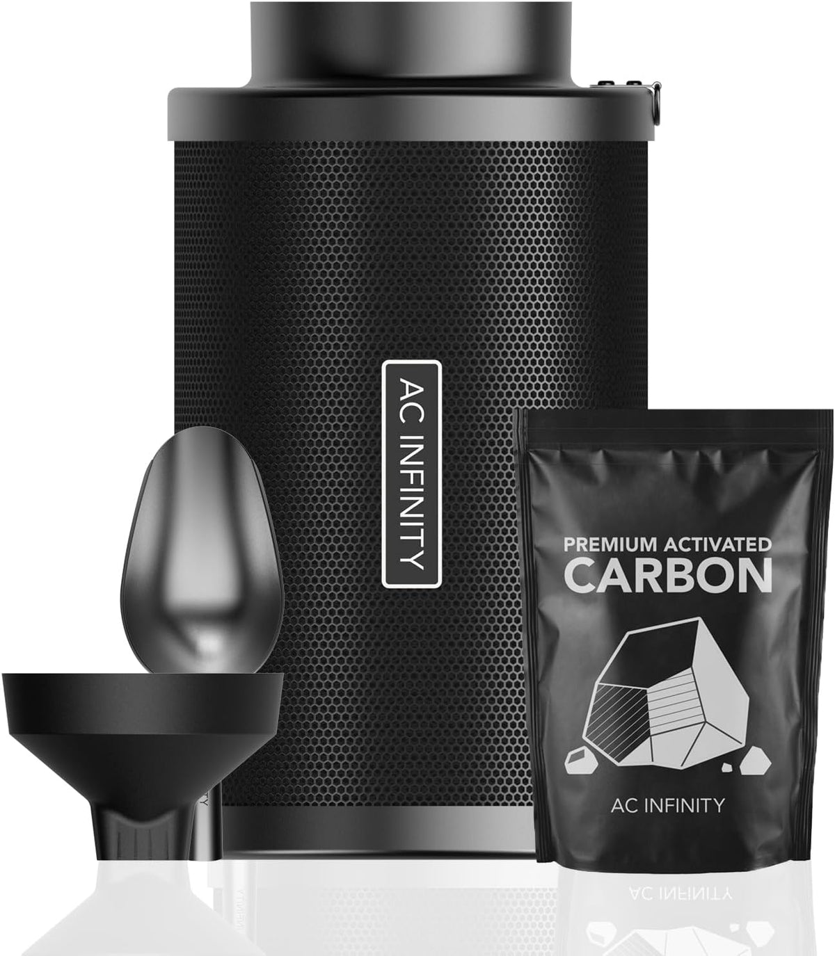 AC Infinity Refillable Carbon Filter Kit 6” with Additional Refill, Odor Removal Air Scrubber For 6" Inline Fan and Ducting, Reusable Charcoal Filter for Grow Tent Grow Room Hydroponics