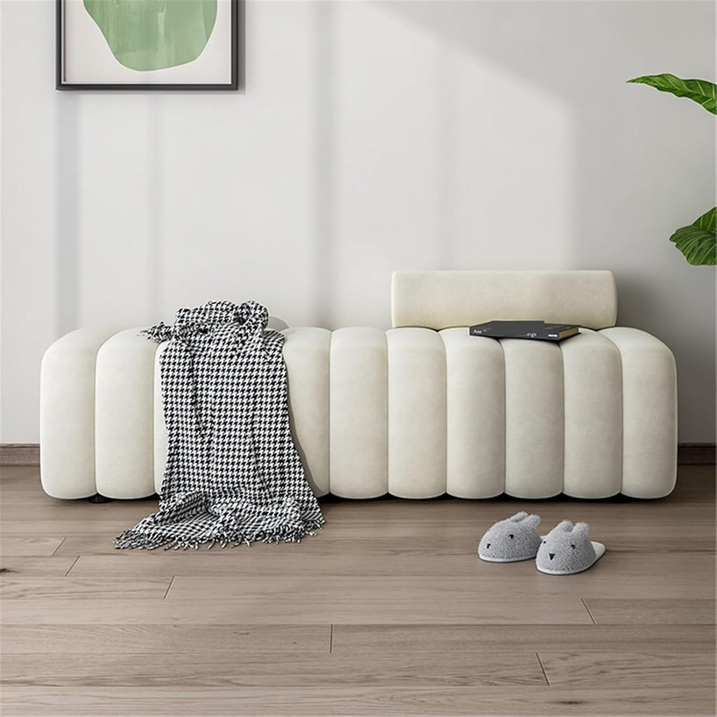 Modern Long Bench with Backrest for Changing Shoes Bedroom Bed end Walk-in Closet Rest Area Entryway(Medium)