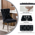 Modern Silver Round Glass Dining Table Set for 2, 36'' Luxury Minimalist Circle Dinette Room Set, 3 PCS Clear Circular Glass Top Kitchen Set, Black High-end Tufted Chairs, for Small Place