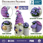 OrnamentallyYou Garden Grace Lavender Gnome Figurine, 10" Purple Home Decor Statue with Butterflies and Flowers