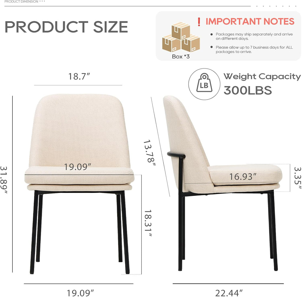 COLAMY Upholstered Dining Chairs Set of 6, Beige | Modern Dining Room Chairs with Curved Back, Dinner Chair Kitchen Chairs and Metal Legs