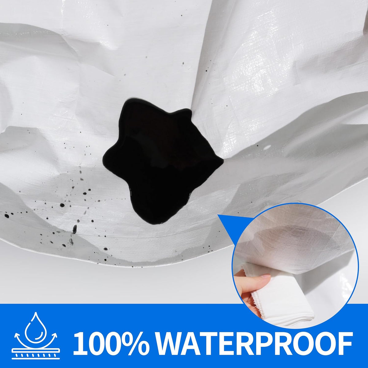 Tarp 30x30 ft Heavy Duty 12mil 100% Waterproof High Durability Multipurpose,Uv Resistant,White Tarp Suitable for Swimming Pools, Boats, Camping, Courtyards, Etc -by MVPNET