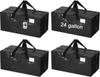 4 Pcs 24 Gallon Large Moving Bags with Zipper and Handles Foldable Storage Duffle Bags Heavy Duty Extra Large Totes for College Dorm Travel Clothes Blankets Bedding Moving (Black)