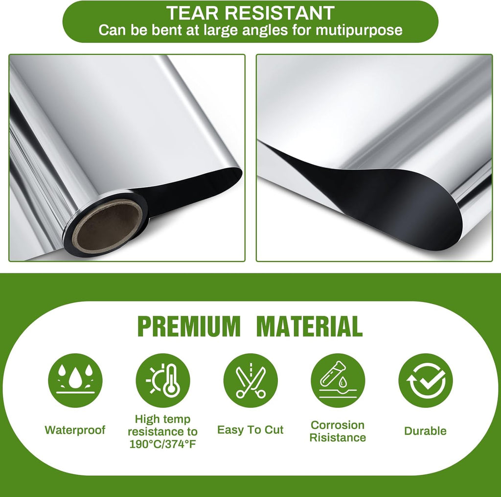 4 x 200 Ft Highly Reflective Film Roll Heavy Duty Horticulture Film Roll for Outdoor Indoor Plant Grow Tent Warm House Greenhouse Room, 2 Mil Silver