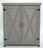31" Weatherproof Living Room Cabinet, Practical Cabinets with X-Shape Frame, Storage Locker with Magnetic Door for Patio, Gray