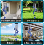 Blue Evil Eye Hamsa Hand Wind Chimes Outdoor Decoration, Hand of Fatima Windcatcher, Evil Eye Wind Bells, Hand of Fatima Blue Evil Eye Amulet Wind Chimes for Home, Gift for Mom, Balcony, Patio, Garden