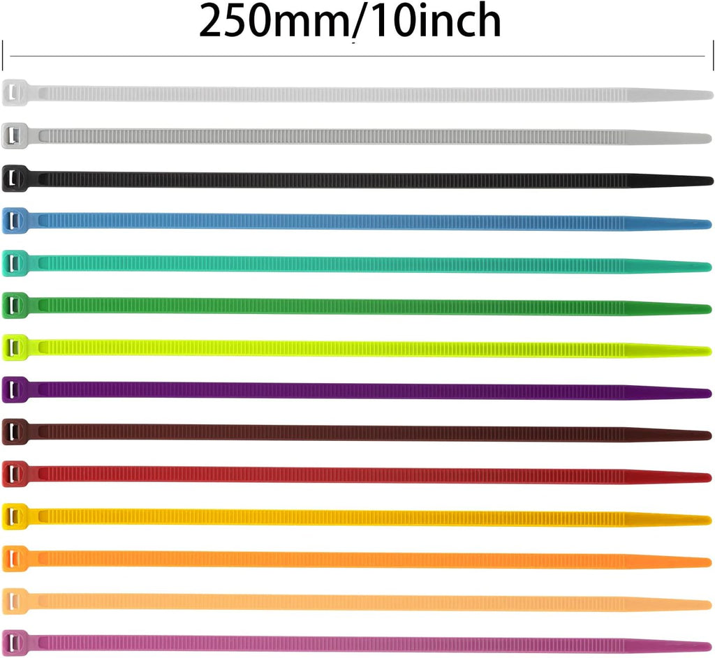 XINGO 100PCS Cable Zip Ties Heavy Duty, Premium Nylon Plastic Wire Ties with 50 Pounds Tensile Strength, Self-Locking Black Nylon Zip Ties for Indoor and Outdoor (10 inch, Black)