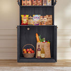 71" Black Farmhouse Kitchen Pantry Cabinet Set of 3— Freestanding Coffee Bar with Glass Doors or Drawers, Microwave Stand, Large Storage Hutch with Adjustable Shelves for Living Room and Kitchen