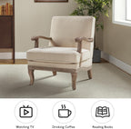 HULALA HOME Mid-Century Modern Accent Chairs Set of 2, Upholstered Lounge Arm Chair with Solid Wood Legs and Armrest, Removable Cushion Comfy Reading Armchair for Living Room, Bedroom, Balcony, Linen