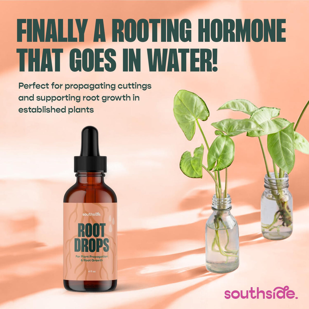 Root Drops - Liquid Rooting Hormone | Fast Propagation, Stronger Roots, Less Shock | Works in Water, Soil, Leca, Moss | for All Indoor Houseplants Like Pothos, Monstera, Philodendron (4 oz)
