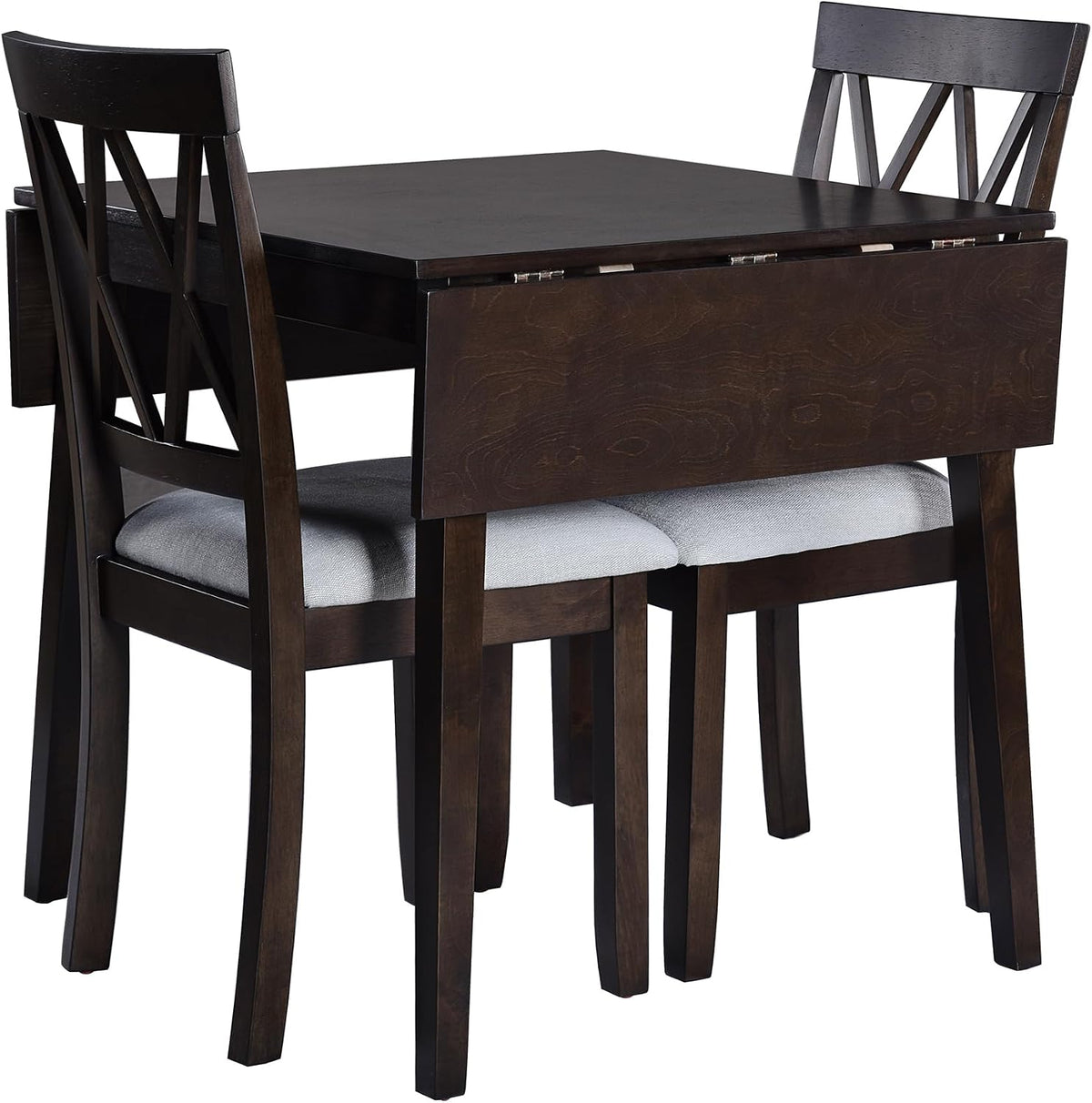 5 Piece Kitchen Dining Set with Drop Leaf, Dining Table and 4 Dining Upholstered Chairs, Dining Room Set for Small Places, Espresso