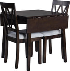 LUMISOL Farmhouse Extendable Kitchen Table Set with Drop Leaf and 2 Chairs, Espresso
