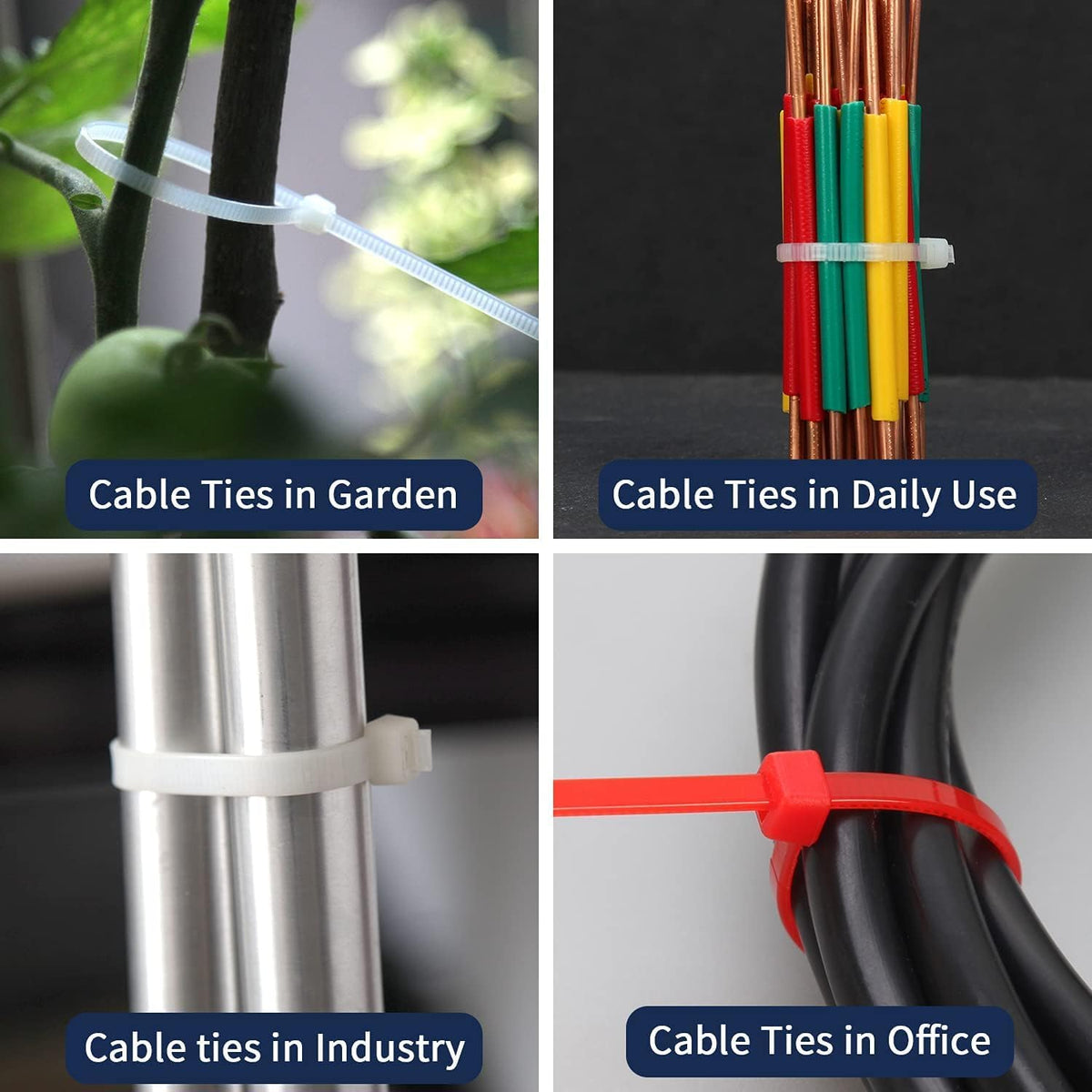 XINGO 1000 PCS Brown Zip Ties 8 Inch, 60 LBS Tensile Strength, Self-Locking Nylon Plastic Nylon Wire Ties for Indoor and Outdoor Use
