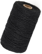 2mm 328 Feet Black Natural Jute Twine, for Crafts Gift, Craft Projects, Wrapping, Bundling, Packing, Holiday Packaging Twine, Gardening and More, Jute Rope to Use Around The House and Garden