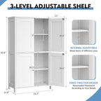 Shintenchi Bathroom Storage Cabinet with Doors and Shelves, Floor Cabinets for Washroom Furniture, Laundry Room, Organization with Adjustable Shelf, White