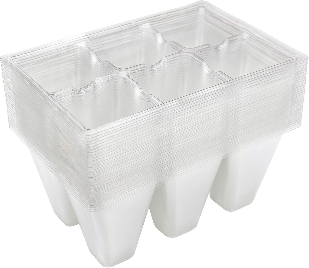 Gardzen 30 Pack 6-Cell Seed Starting Tray for Seedlings, Plant Starter Trays with Drainage Holes for Seed Germination, 5.4x3.7 inches, Clear