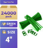 APQ Green Metallic Twist Ties for Bags, 4 inches. 24000 Pack Plastic-Coated Bread Twist Ties for Treat Bags. Reusable Bread Ties. Light Metallic Twist Tie. Heavy-Duty Twisty Ties for Bags