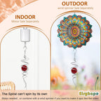 Gazing Ball Spiral Tail with Red Glass Orb - 13" Wind Spinner Stabilizer with Swivel Hook, Hanging Decor for Indoor Outdoor Garden Decor Rotating Art Ornament Christmas Décor & Unique Gift